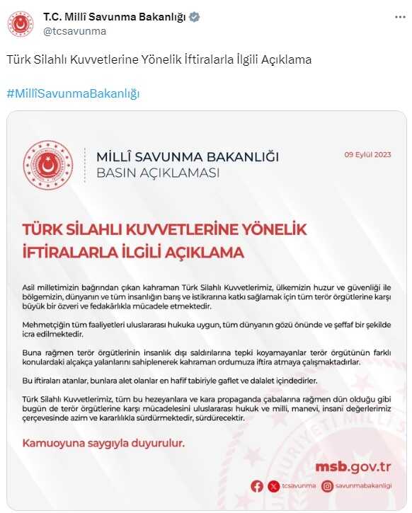 TSK'ya iftira atan CHP'li Tanrıkulu'na MSB'den sert tepki: TSK, terör örgütlerine karşı mücadelesini kararlılıkla sürdürecektir TSK'ya iftira atan CHP'li Tanrıkulu'na MSB'den sert tepki: TSK, terör örgütlerine karşı mücadelesini kararlılıkla sürdürecektir