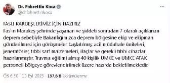 Sağlık Bakanı: Fas'taki deprem için UMKE ekipleri hazır