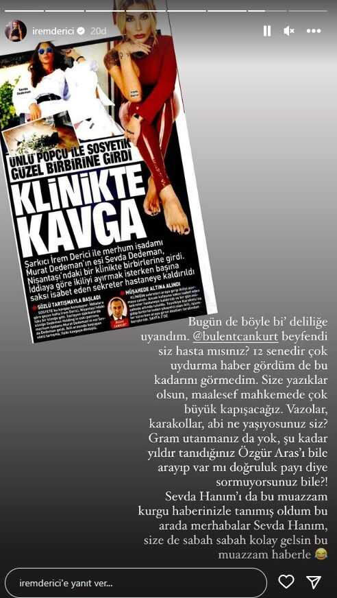İrem Derici, Sevda Dedeman ile kavga ettiği iddiasını yalanladı İrem Derici, Sevda Dedeman ile kavga ettiği iddiasını yalanladı