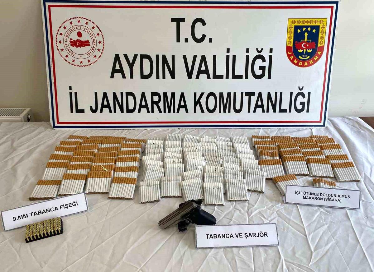 Aydın'da kaçak sigara operasyonu: 115 paket tütün ve 1 tabanca ele geçirildi