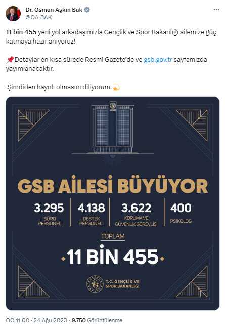 GSB PERSONEL ALIMI SONUÇLARI AÇIKLANDI! GSB sözleşmeli personel alım başvuru sonuçları nereden, nasıl bakılır?