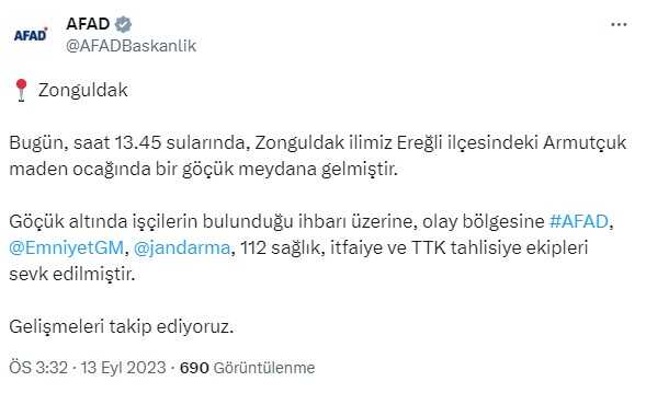 Zonguldak'ta maden ocağında göçük! Çok sayıda ekip sevk edildi
