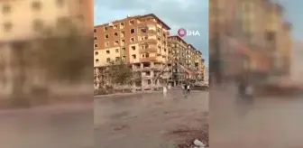 Hatay'da kolonları kesilerek yıkılan 8 katlı bina böyle yerle bir oldu