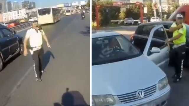 Kadıköy'de yolda tartıştığı kişiye 'Muhtarım' diyerek silah doğrultan şahsı trafik polisi yakaladı