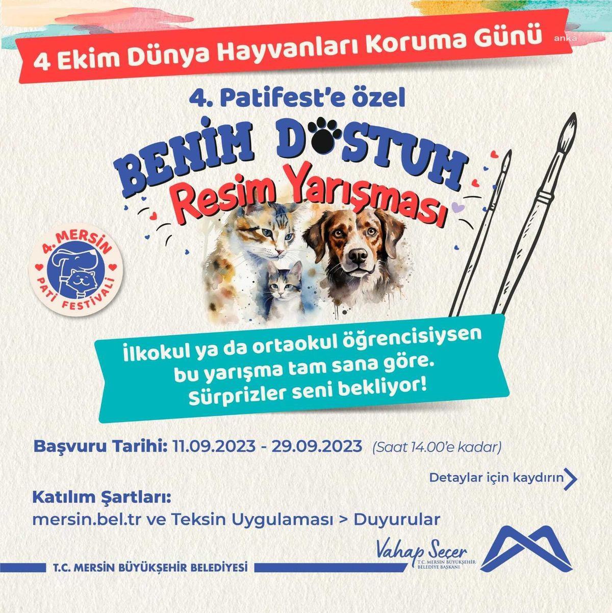 Mersin Büyükşehir Belediyesi Patifest'e Özel Resim Yarışması Düzenliyor
