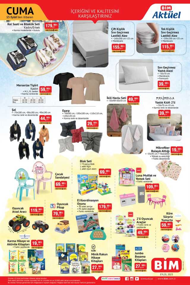 BİM 15 EYLÜL 2023 KATALOG | Bu Cuma BİM'de hangi ürünler var, neler var? 15 Eylül Cuma BİM aktüel ürünleri neler?