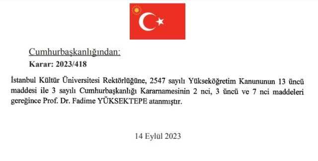 İstanbul Kültür Üniversitesi yeni Rektörü Prof. Dr. Fadime Yüksektepe kimdir? İstanbul Kültür Üniversitesi yeni Rektörü Prof. Dr. Fadime Yüksektepe kimdir?