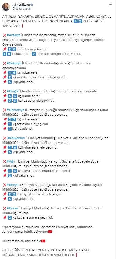 İçişleri Bakanı Yerlikaya: