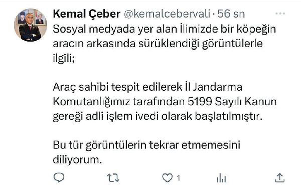 Gaziantep'te Köpeği Sürükleyen Araç Sahibi Yakalandı