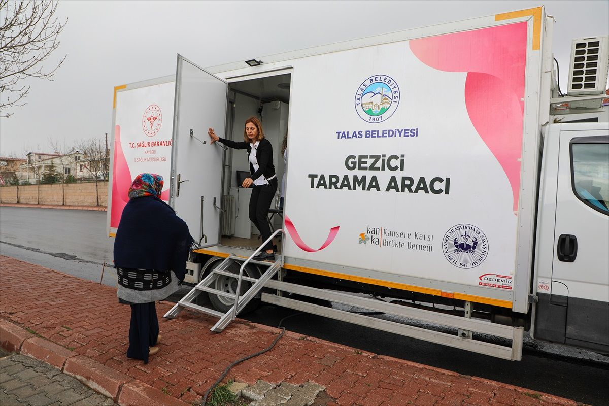 Talas Belediyesi'nin Gezici Kanser Tarama Aracı ile Kırsal Mahallelerde Kanser Testleri Yapılıyor