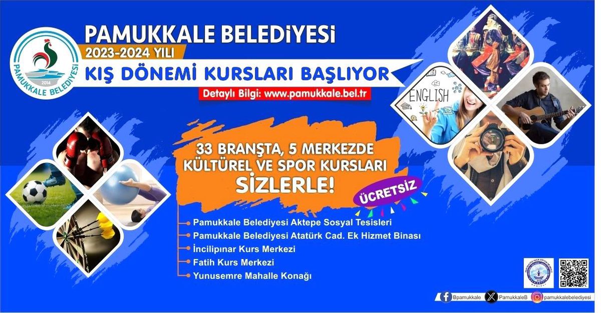 Pamukkale Belediyesi Kış Kurslarına Başvurular Başladı