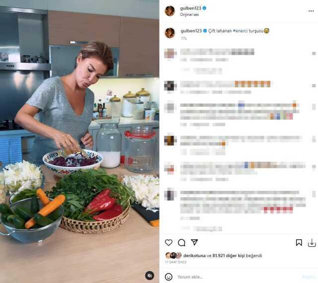 Kışlık hazırlıklarına başlayan Gülben Ergen, turşu kurdu Kışlık hazırlıklarına başlayan Gülben Ergen, turşu kurdu