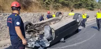 Gebze'de Otomobil Devrildi, Sürücü Yara Almadan Kurtuldu