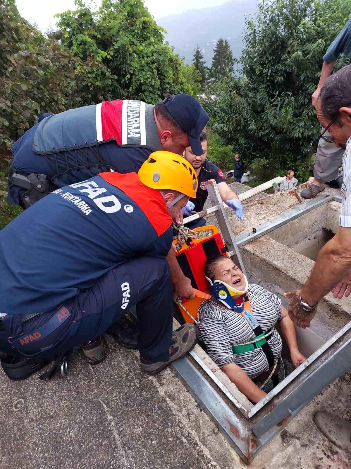 Giresun'da su deposuna düşen kadın kurtarıldı