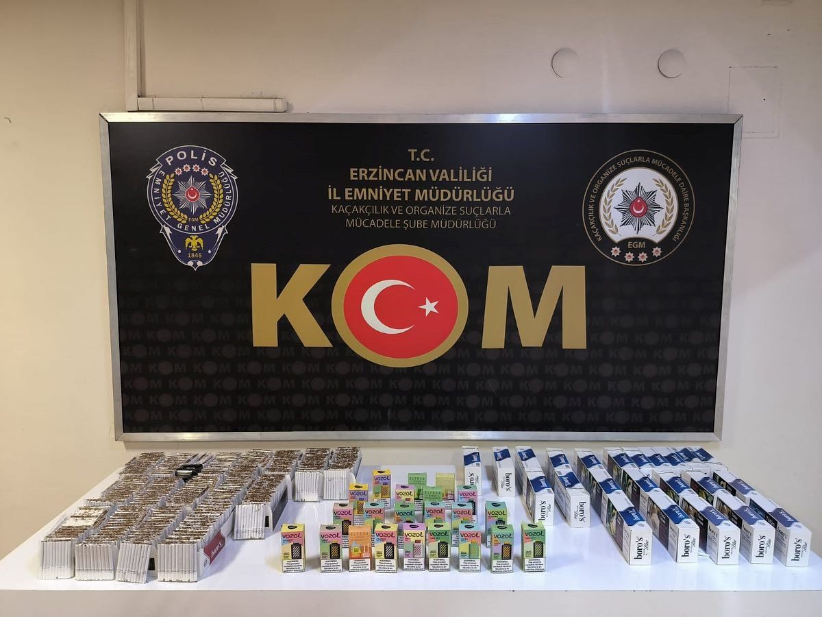 Erzincan'da tütün ürünleri ve elektronik sigara kaçakçılığı operasyonu