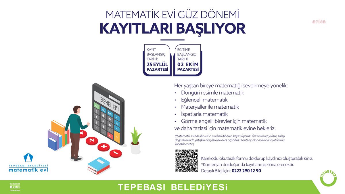Tepebaşı Belediyesi Matematik Evi'nde Güz Dönemi Kursları Başlıyor