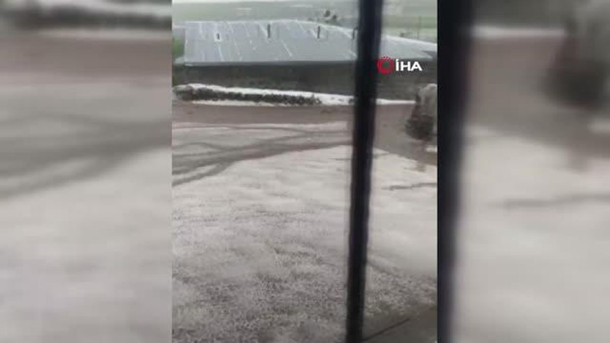 Ardahan'da dolu yağışı sonrası köy beyaza büründü