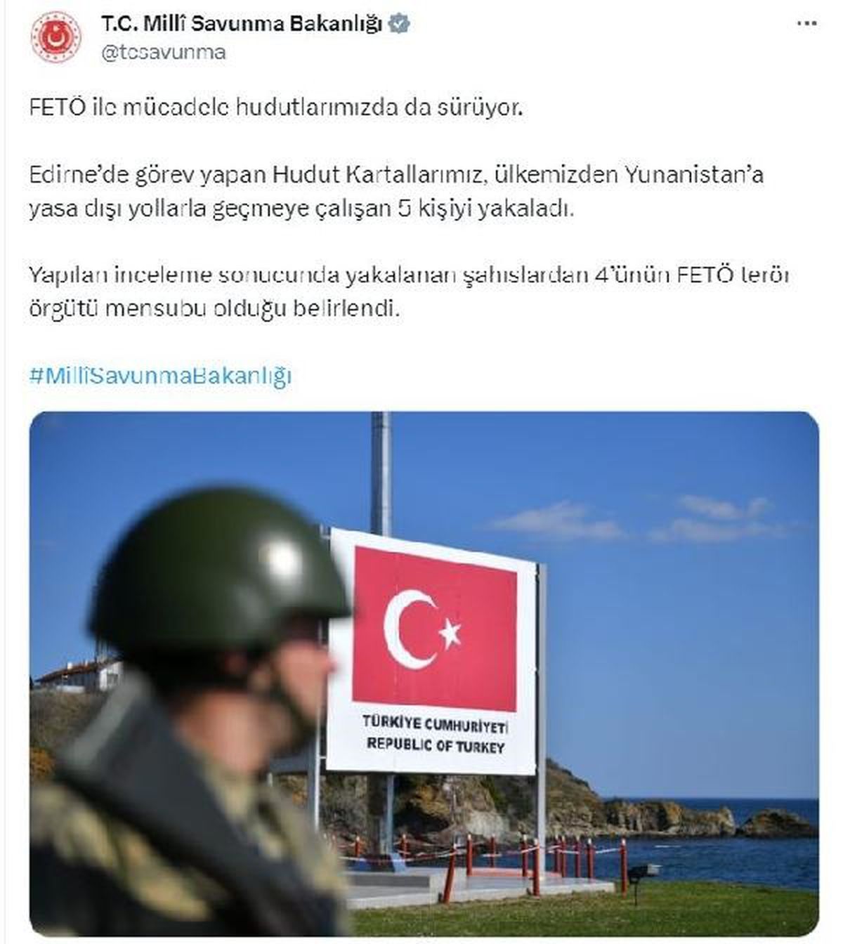 Milli Savunma Bakanlığı, FETÖ mensuplarından oluşan 5 kişiyi yakaladı