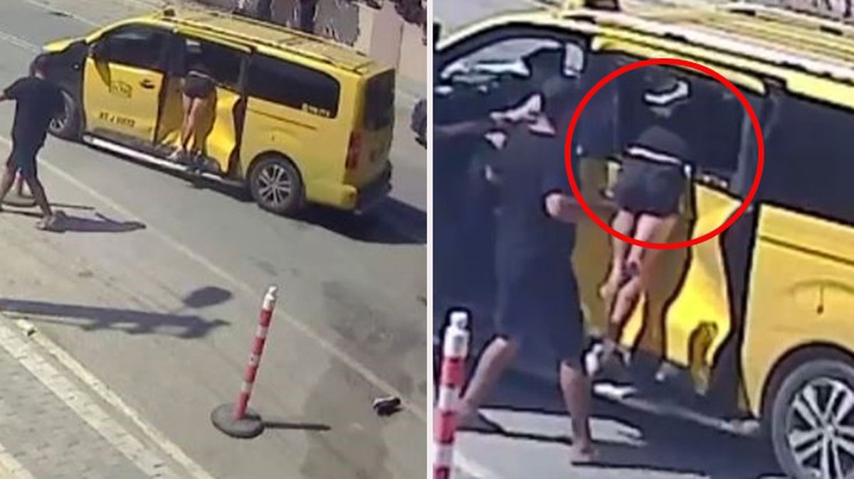 Antalya'da taksiye çarpan motosiklet sürücüsü, arka camdan içeri girip asılı kaldı