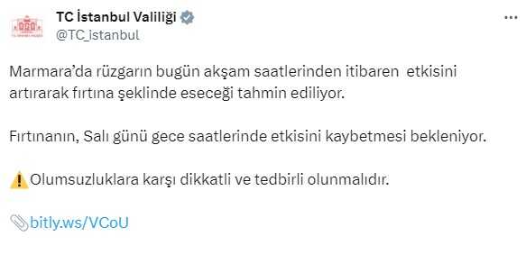 İstanbul'da Fırtına Uyarısı