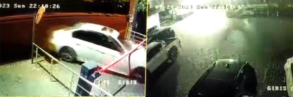 Diyarbakır'da şüpheli otomobil sitenin bariyerlerini yıkarak içeri girdi