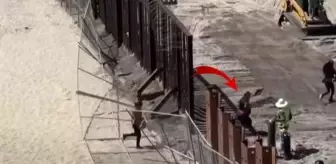 Sınırdaki çalışmayı fırsat bilen göçmenler koşarak ABD'ye geçti! Aralarında köpek bile var