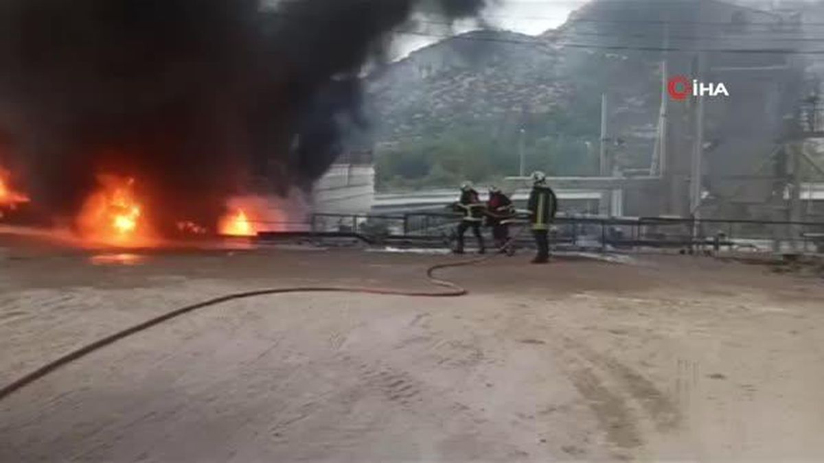 Amasya'da asfalt şantiyesinde korkutan yangın