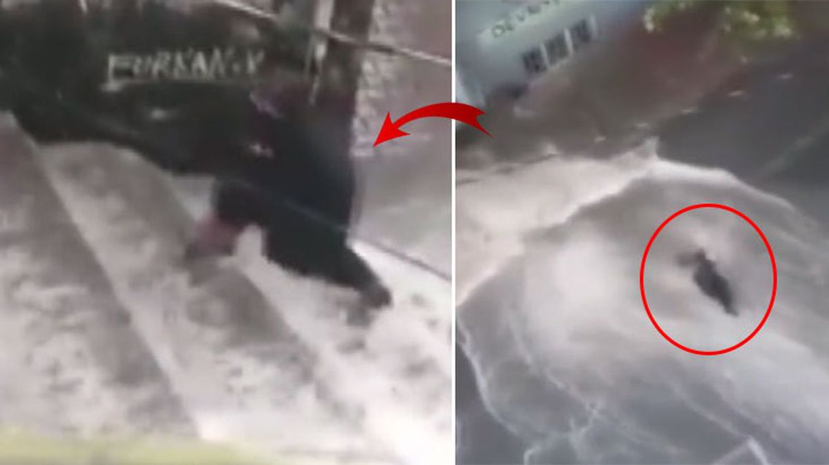 Gaziosmanpaşa'da yolun karşısına geçmeye çalışan kadın sele kapıldı