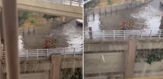 İstanbul etkili olan kuvvetli sağanak nedeniyle sel suları AVM'nin duvarlarını aştı
