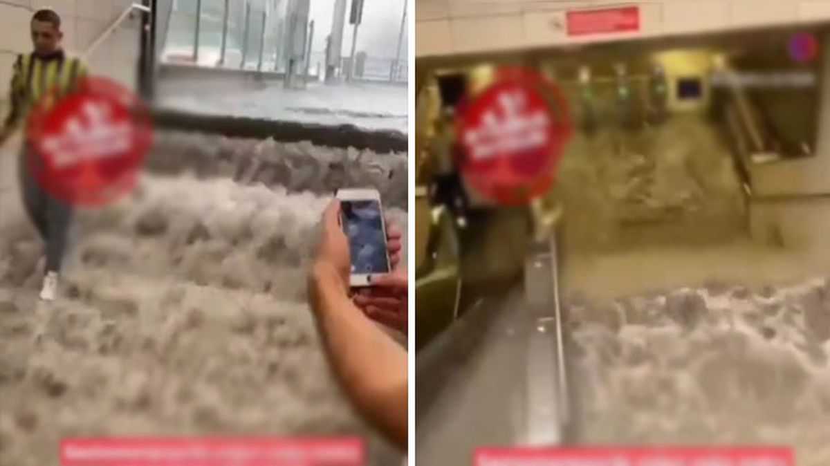 İstanbul Gaziosmanpaşa'da yoğun yağış metro istasyonunu göle çevirdi