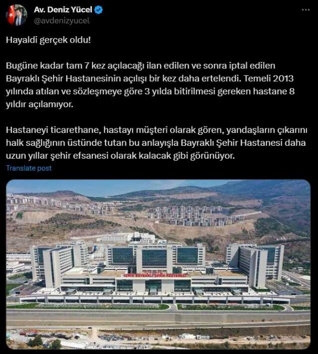 İzmir Bayraklı Şehir Hastanesi ne zaman açılacak? Şehir Hastanesi açılış tarihi nedir, hangi gün açılış olacak?