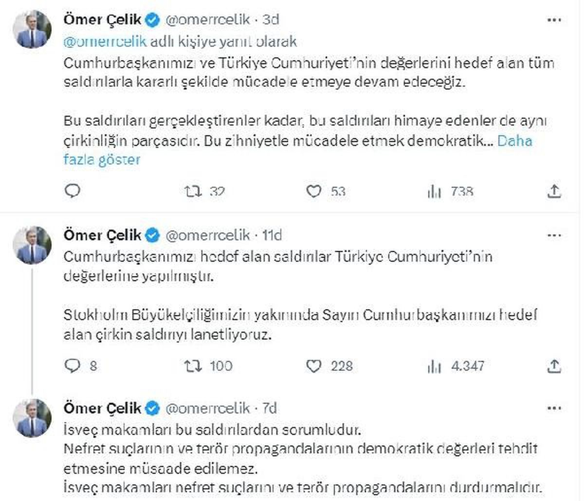 AK Parti'li Çelik: İsveç makamları bu saldırılardan sorumludur