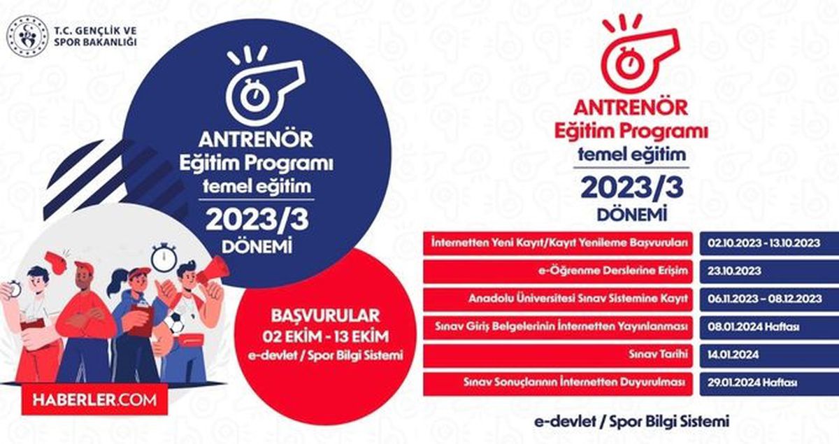 2023/3 ANTRENÖR TEMEL EĞİTİM PROGRAMI başvuru, sınav tarihi ne zaman, başladı mı? Temel Antrenörlük eğitimi 2022/3 ne zaman?