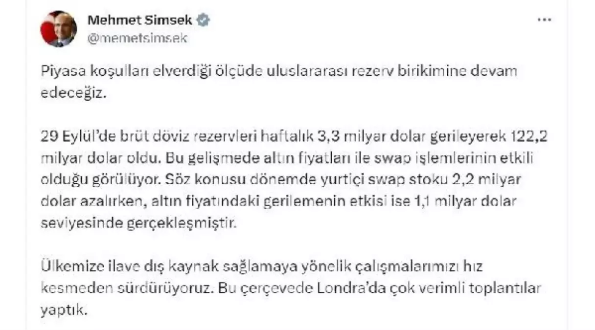 Şimşek: Uluslararası rezerv birikimine devam edeceğiz