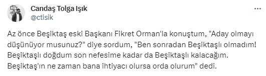 Başkanlığa yeniden aday mı oluyor? Fikret Orman ateşi yaktı
