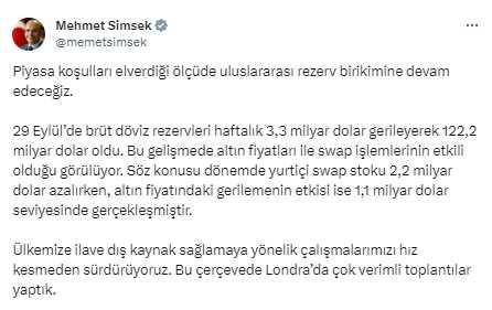 Merkez Bankası rezervlerindeki 15 haftalık yükseliş serisi neden sona erdi! Bakan Şimşek sebebini anlattı Merkez Bankası rezervlerindeki 15 haftalık yükseliş serisi neden sona erdi! Bakan Şimşek sebebini anlattı