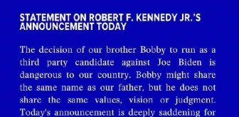 Kennedy Kardeşler, Bobby Kennedy Jr'ın Adaylığını Desteklemiyor