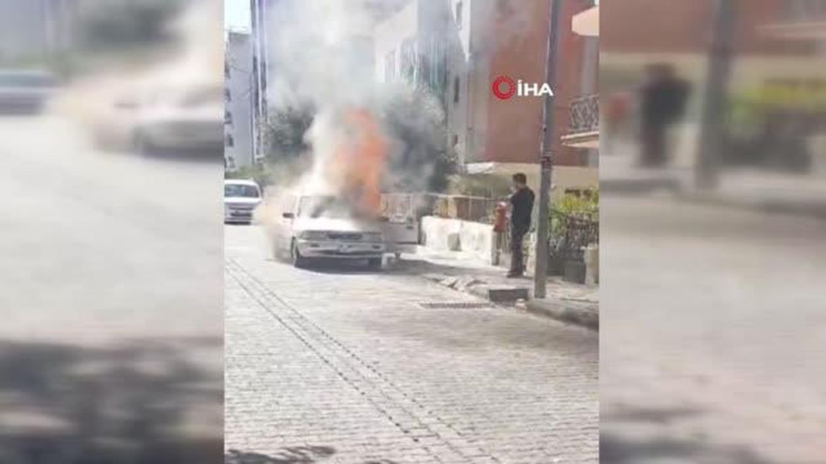 Kuşadası'nda LPG'li Otomobil Yangını