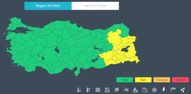 Meteoroloji'den 12 kent için sarı kodlu uyarı