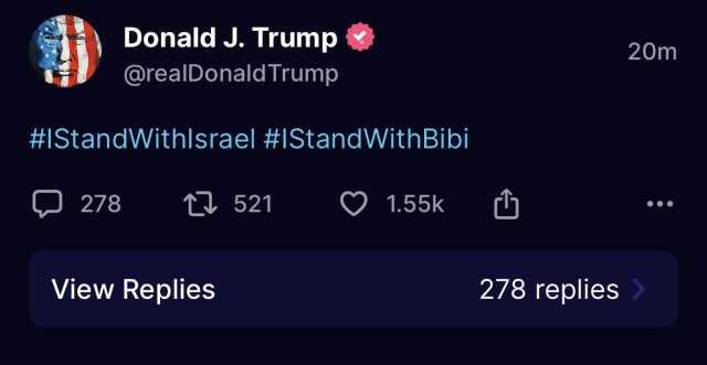 Trump, sosyal medya hesabından İsrail'e ve Netanyahu'ya desteğini gösterdi