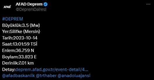 Mersin'de deprem mi oldu? Az önce Mersin'de ne kadar, kaç büyüklüğünde deprem oldu? Son dakika Mersin deprem haberleri!