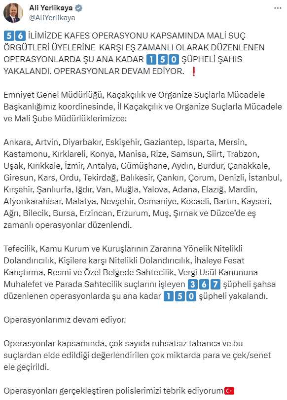 İçişleri Bakanı Yerlikaya İçişleri Bakanı Yerlikaya