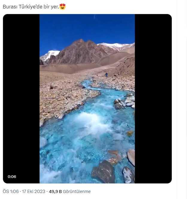 Turkuaz renginde akan derenin Türkiye'de olduğu iddiası