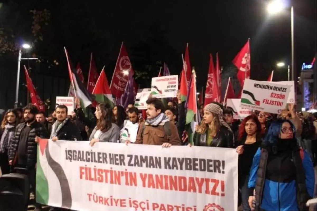 TİP İsrail'in Filistin'deki saldırılarına tepki göstermek amacıyla yürüyüş düzenledi