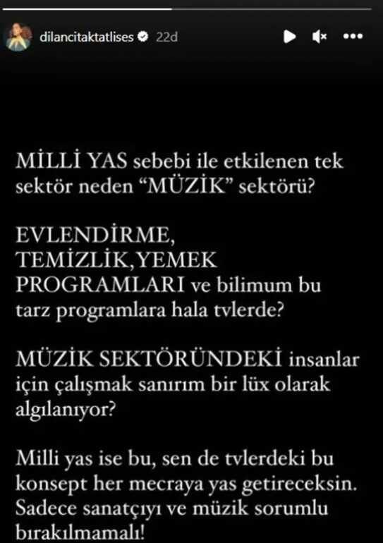Dilan Çıtak: 'Milli Yas Sadece Müzik Sektörünü Etkilememeli'