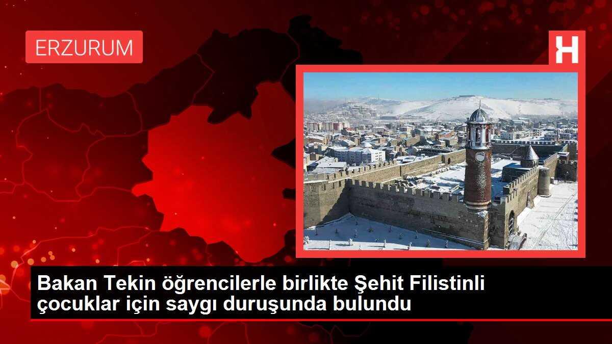 Bakan Tekin öğrencilerle birlikte Şehit Filistinli çocuklar için saygı duruşunda bulundu