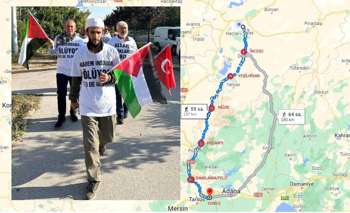 Kayseri Filistin Dayanışma Platformu'nun düzenlediği Filistin Yürüyüşü devam ediyor