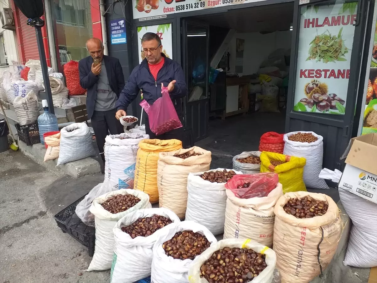 Zonguldak'ın Alaplı ilçesinde sezonun ilk kestanesi pazar tezgahlarında