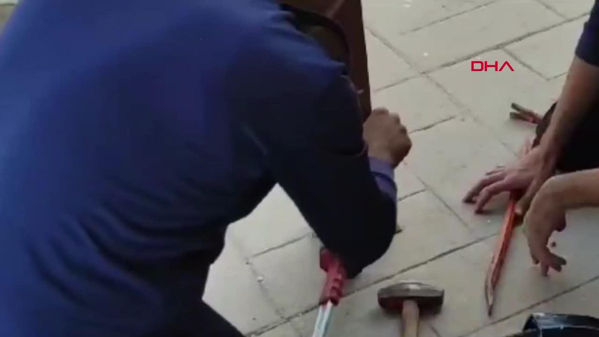 Nusaybin'de demir profilin içine düşen serçe kurtarıldı