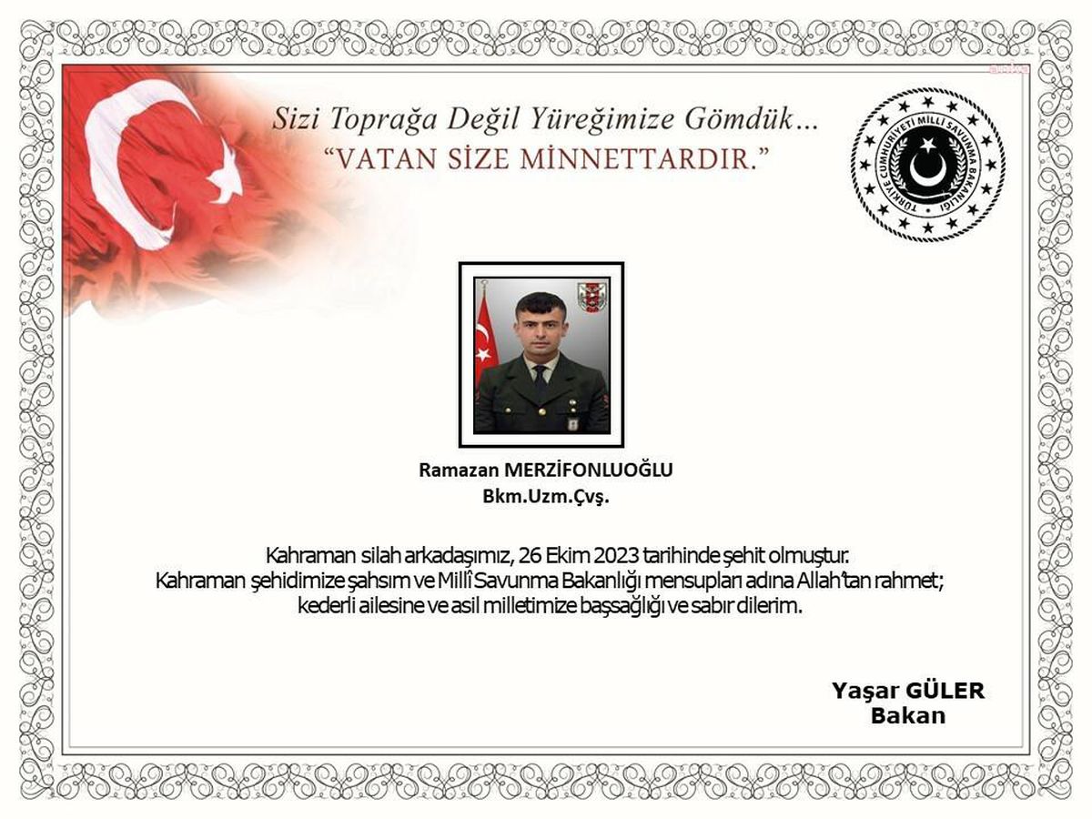 Msb: 'Edirne'de Meydana Gelen Askeri Araç Kazası Sonucu Yaralanan Uzman Çavuş Ramazan Merzifonluoğlu, Tedavi Gördüğü Hastanede Şehit Oldu'